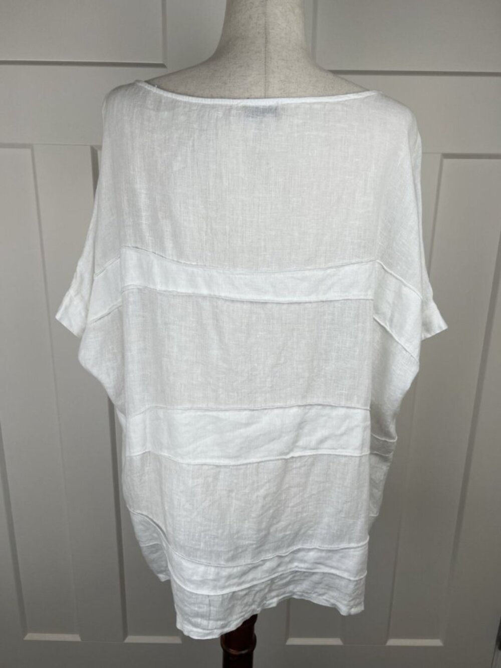 Sofia Made in Italy 100% Linen Oversized Boxy Top White Lagenlook 1X OS - Picture 7 of 10